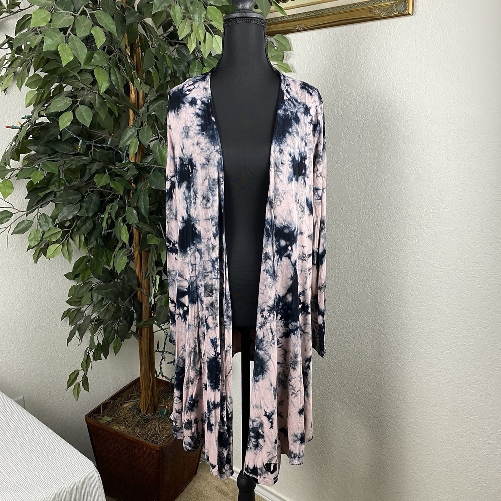 Torrid Super Soft Tie Dye Open Front Cardigan Women's Size 00 (L) Longline Pink